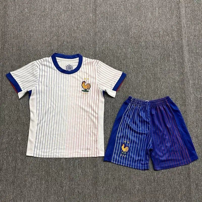 Vintage France Soccer Uniform Set White and Blue