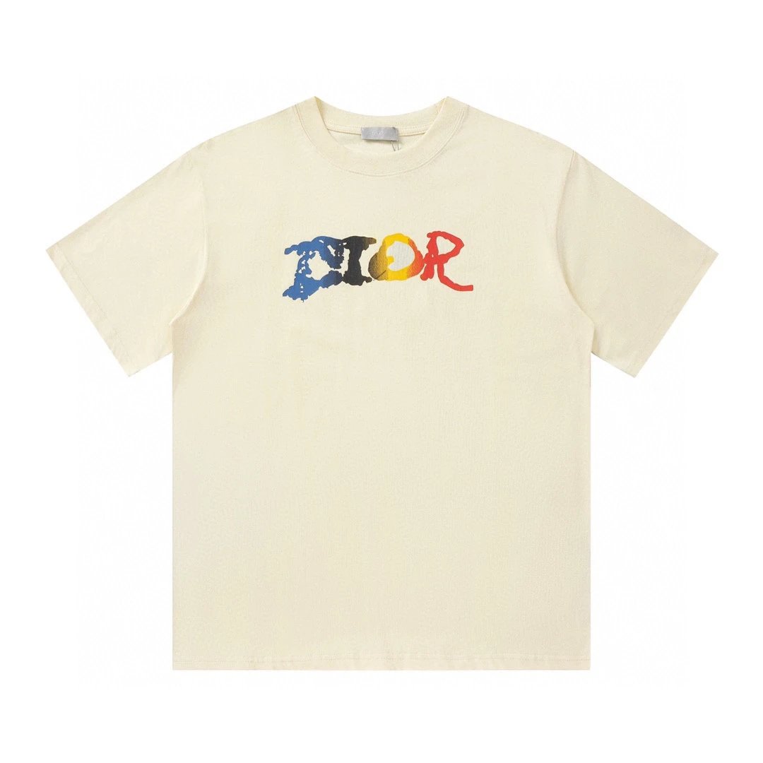 dior graphic logo t-shirt cream t-shirts