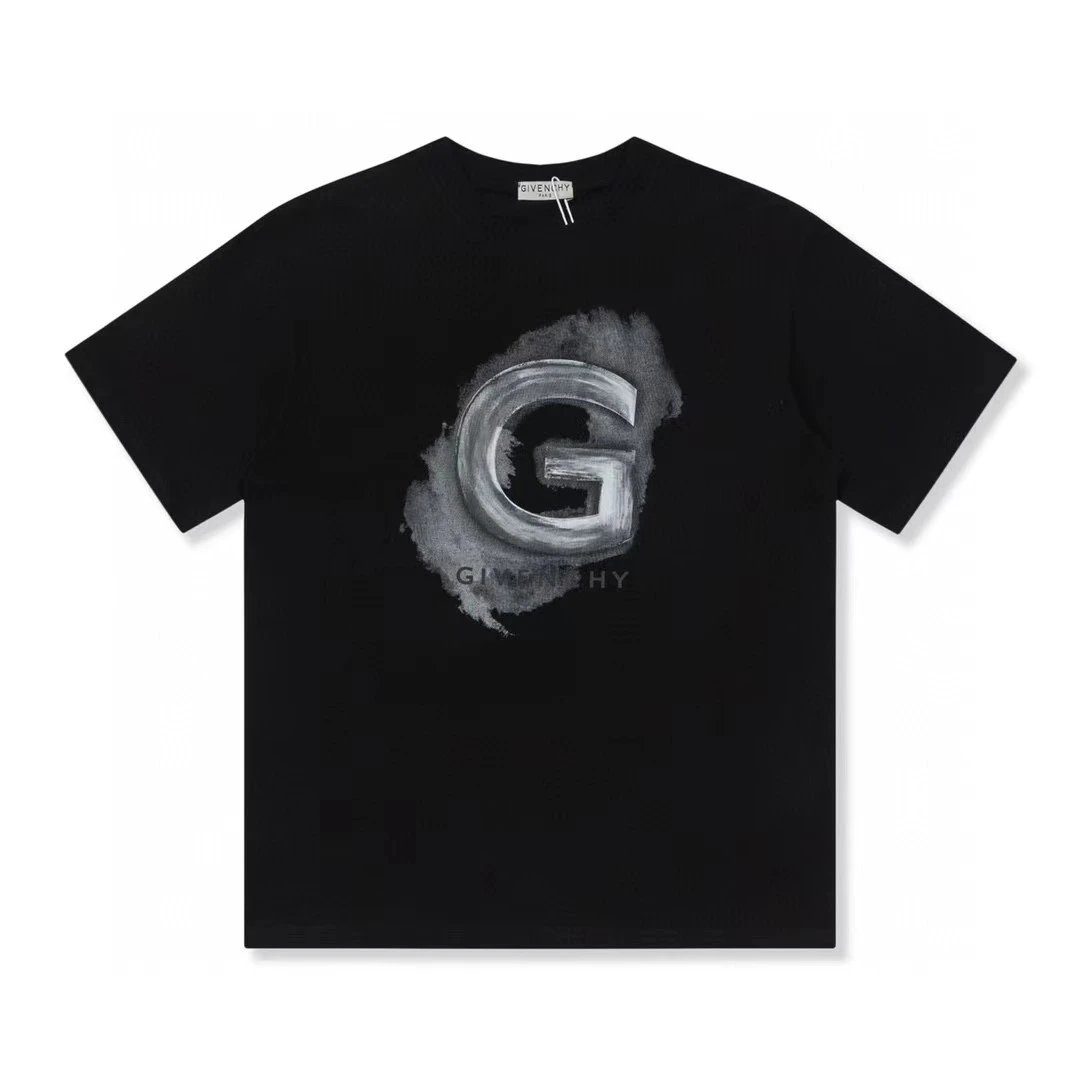 Givenchy Black T-shirt with silver 'G' graphic and logo