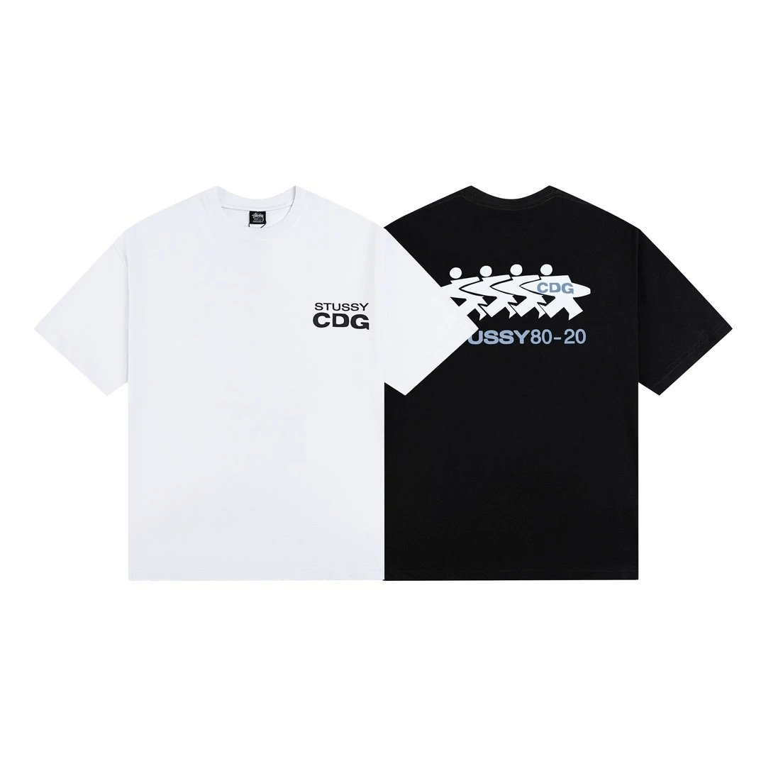 STUSSY CDG Collaboration Tee White Black T-Shirts