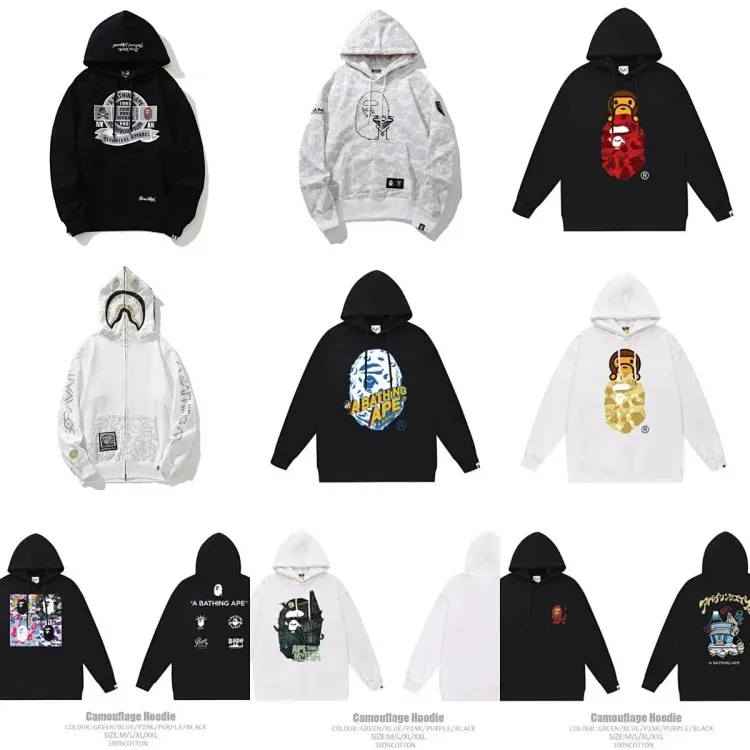 A Bathing Ape Camouflage Hoodie Black, White, Camo Hoodies