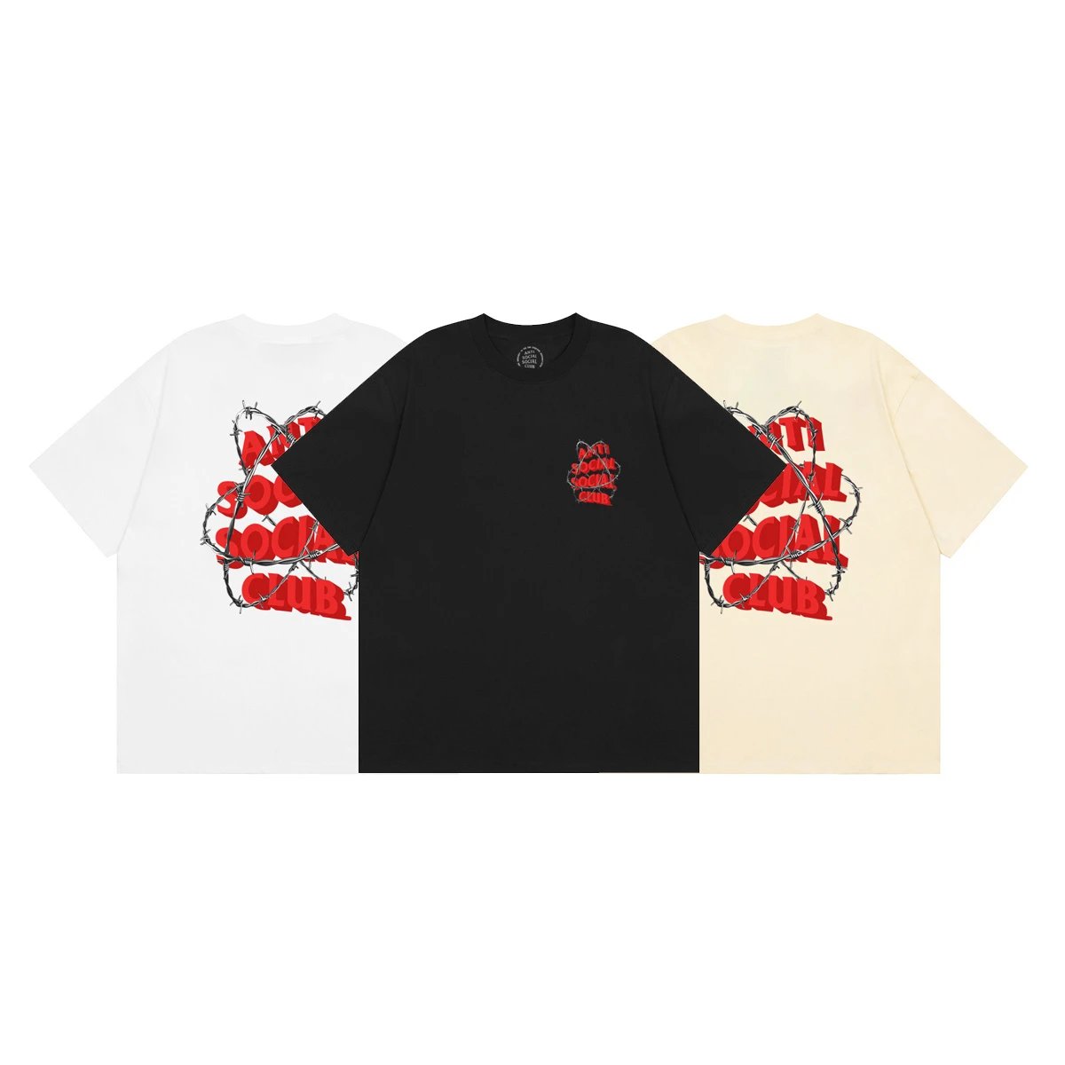 anti social social club barbed wire graphic t-shirt black t-shirts
