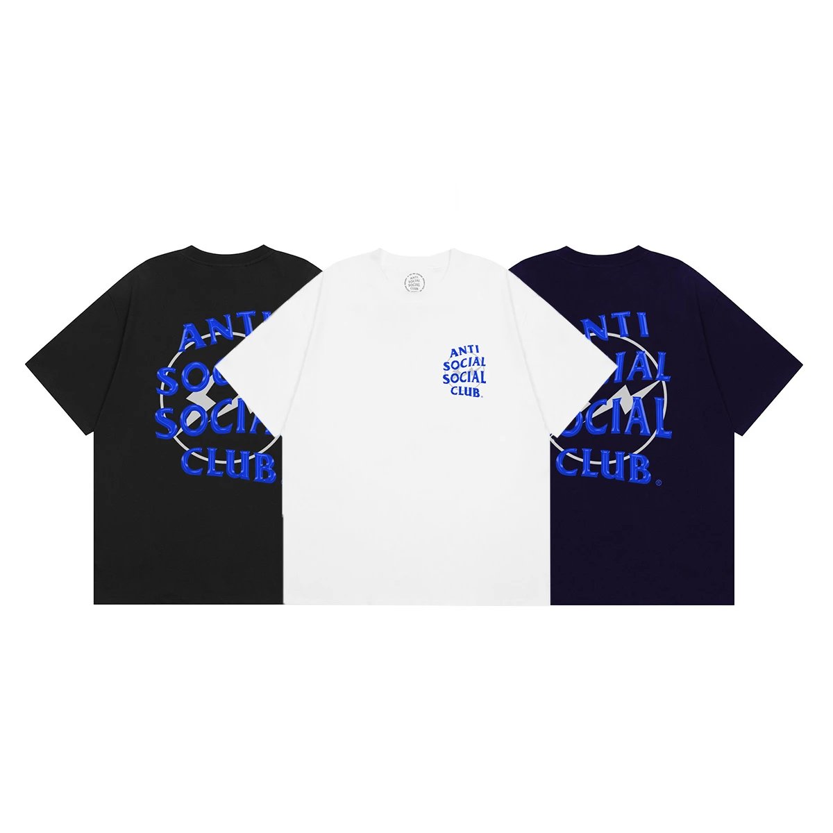 anti social social club black white navy T-Shirt