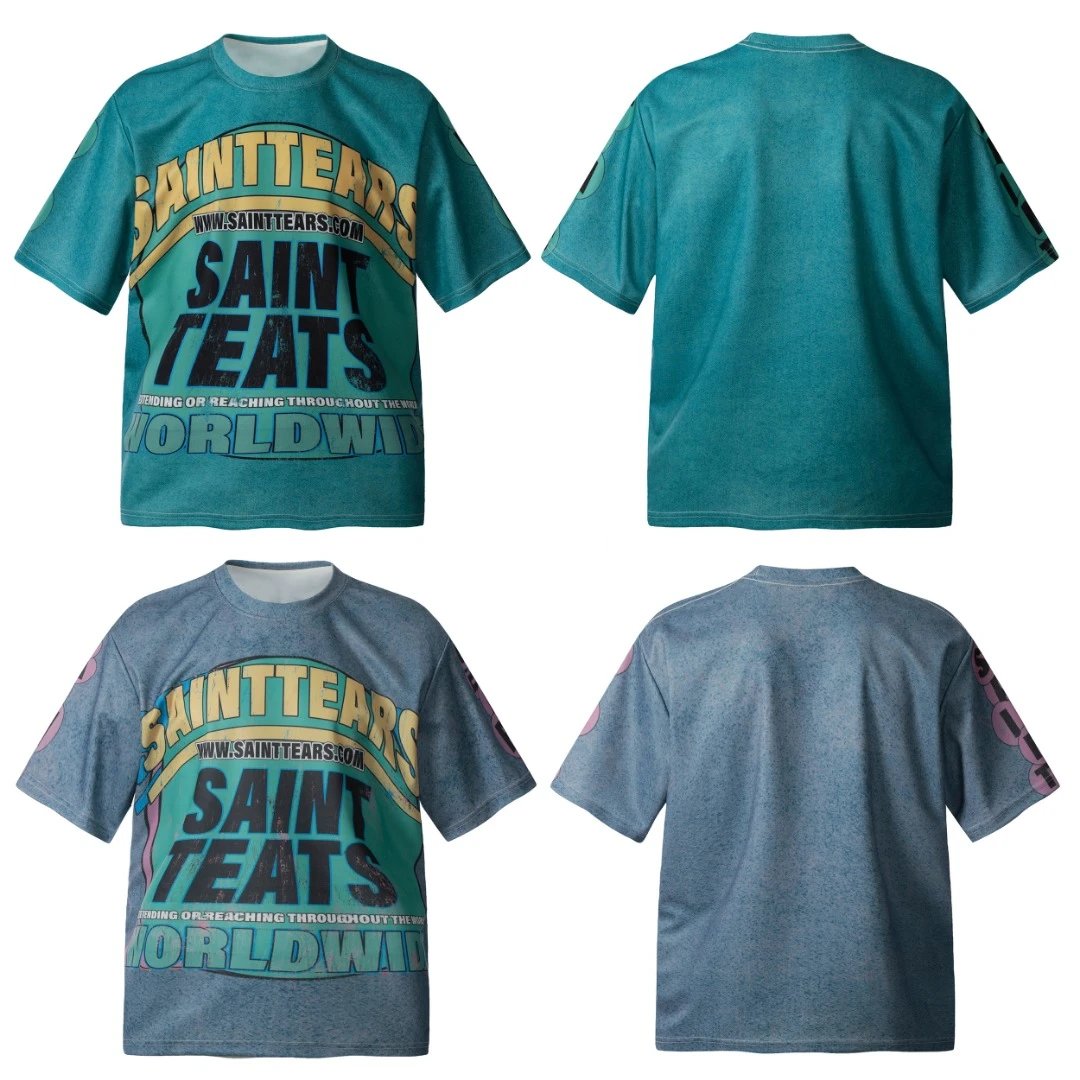saint tears graphic t-shirt green t-shirts