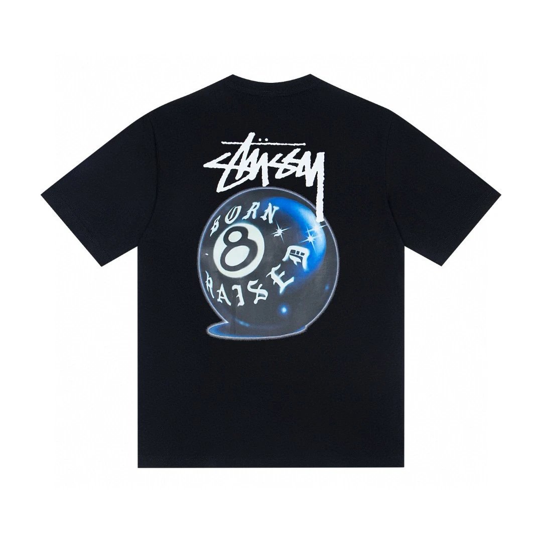 stussy born x raised 8 ball black T-Shirt
