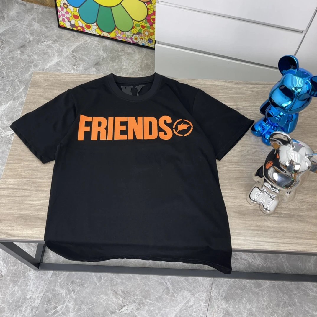 vlone friends logo black T-Shirt