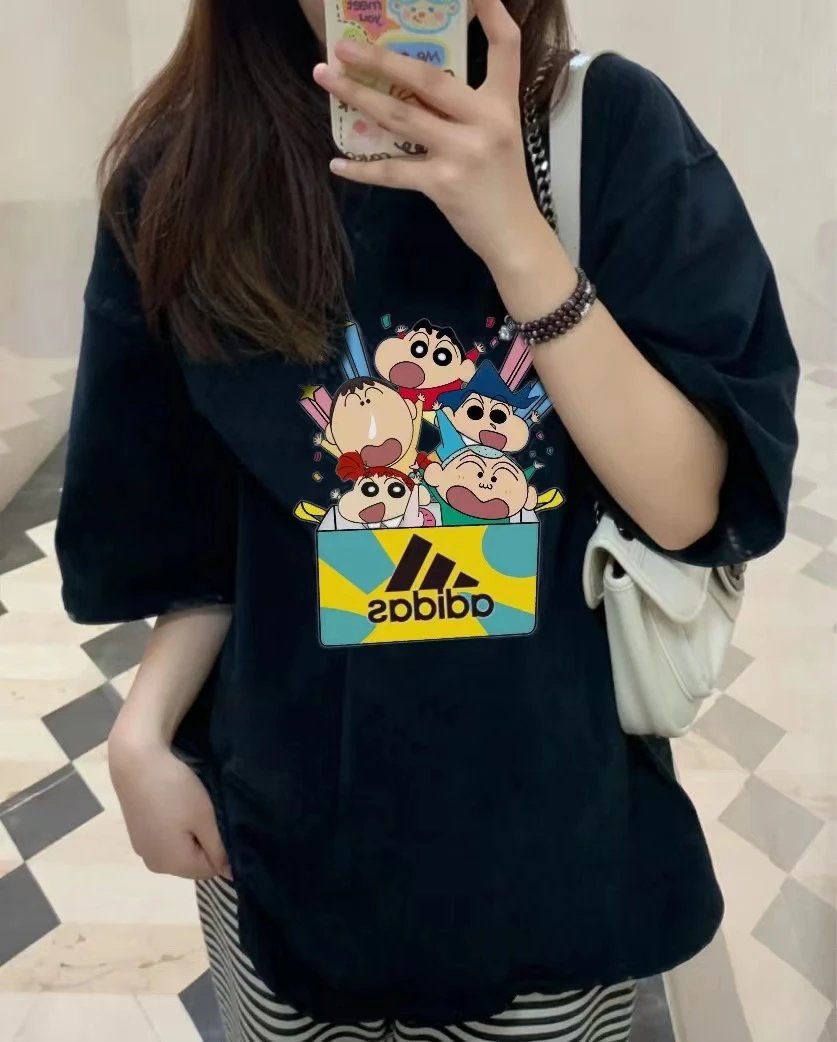 adidas cartoon graphic black T-Shirt