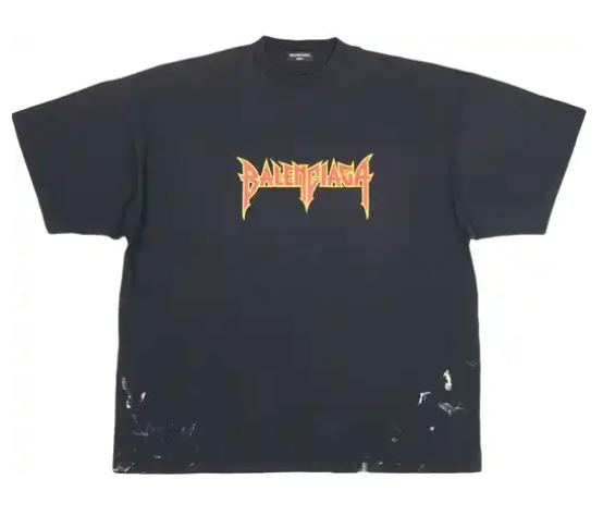 Balenciaga Distressed Logo T-Shirt Black T-Shirts