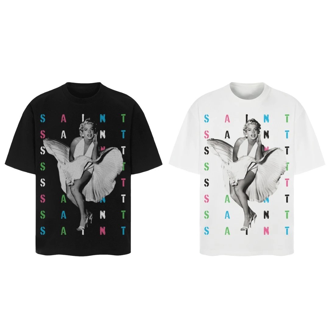 saint laurent graphic t-shirt black and white