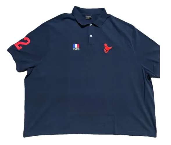 Destroyed Pony Polo, size 1, oversized with worn effect, embroidered men's polo shirt