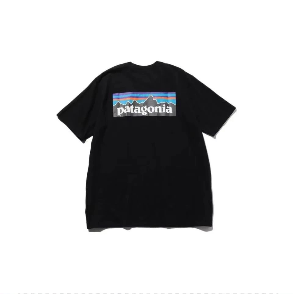 patagonia logo graphic tee black t-shirts