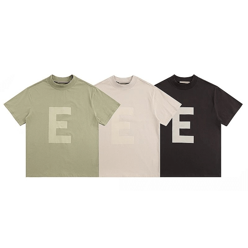 Unknown Letter E T-Shirt Olive Green Beige Black T-Shirts