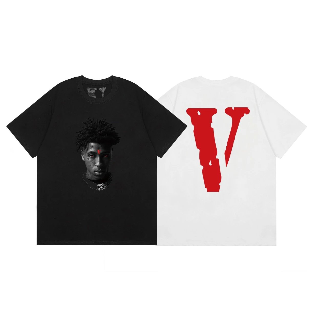 vlone portrait tee black T-Shirt