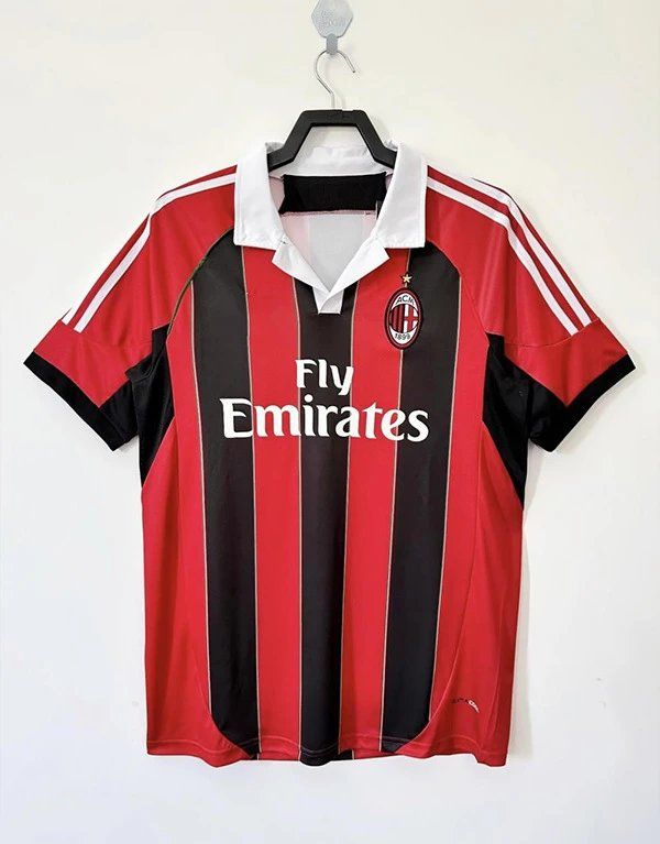 AC Milan Football Jersey Red and Black Striped