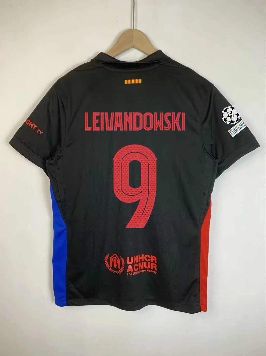 FC Barcelona Robert Lewandowski #9 UCL Jersey Black