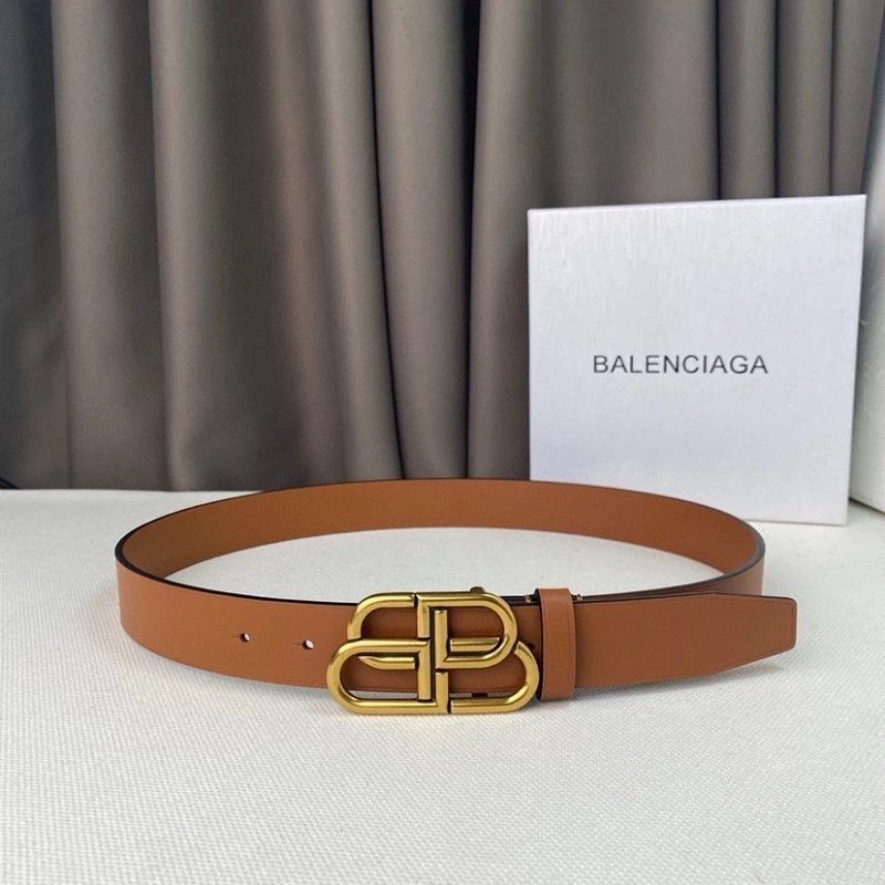 Balenciaga Leather Belt Tan