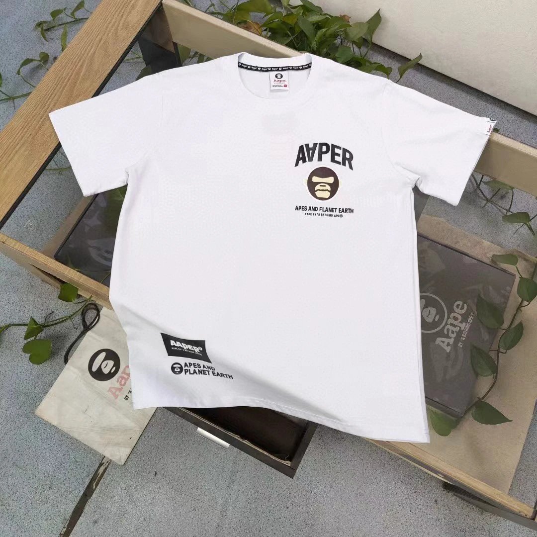 aape apes and planet earth t-shirt white