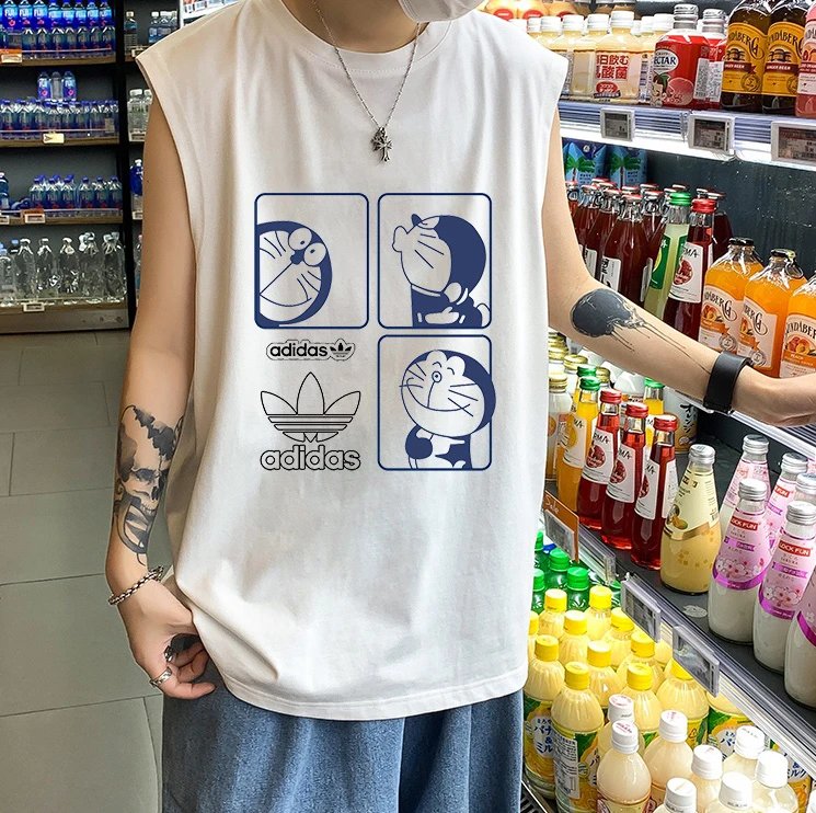 adidas doraemon tank top white T-Shirt