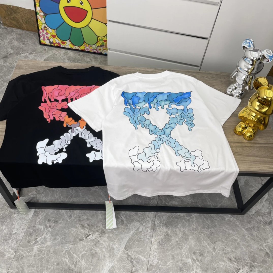 OFF 21SS Spring/Summer New Dissolved Water Drop Splatter Print男女同款短袖T恤