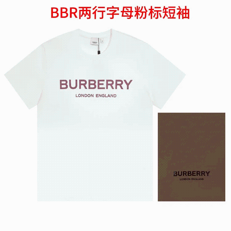 BURBERRY: White T-Shirt with Pink Burberry Dual-Stripe Logo Graphic