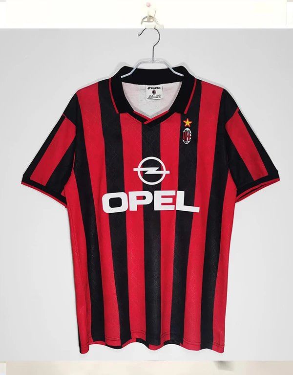 Lotto AC Milan Retro Football Shirt Red and Black