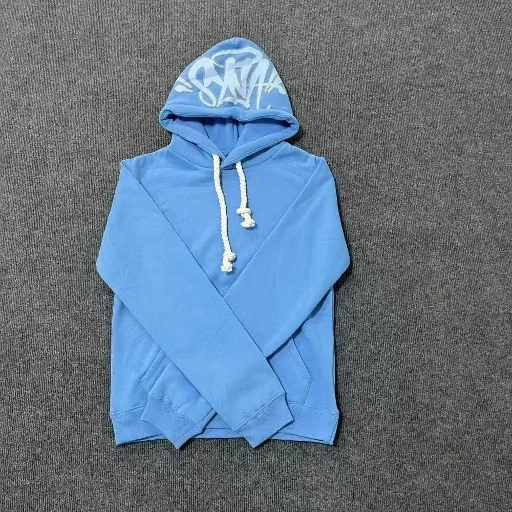 Blue Hoodie with Graffiti Hood