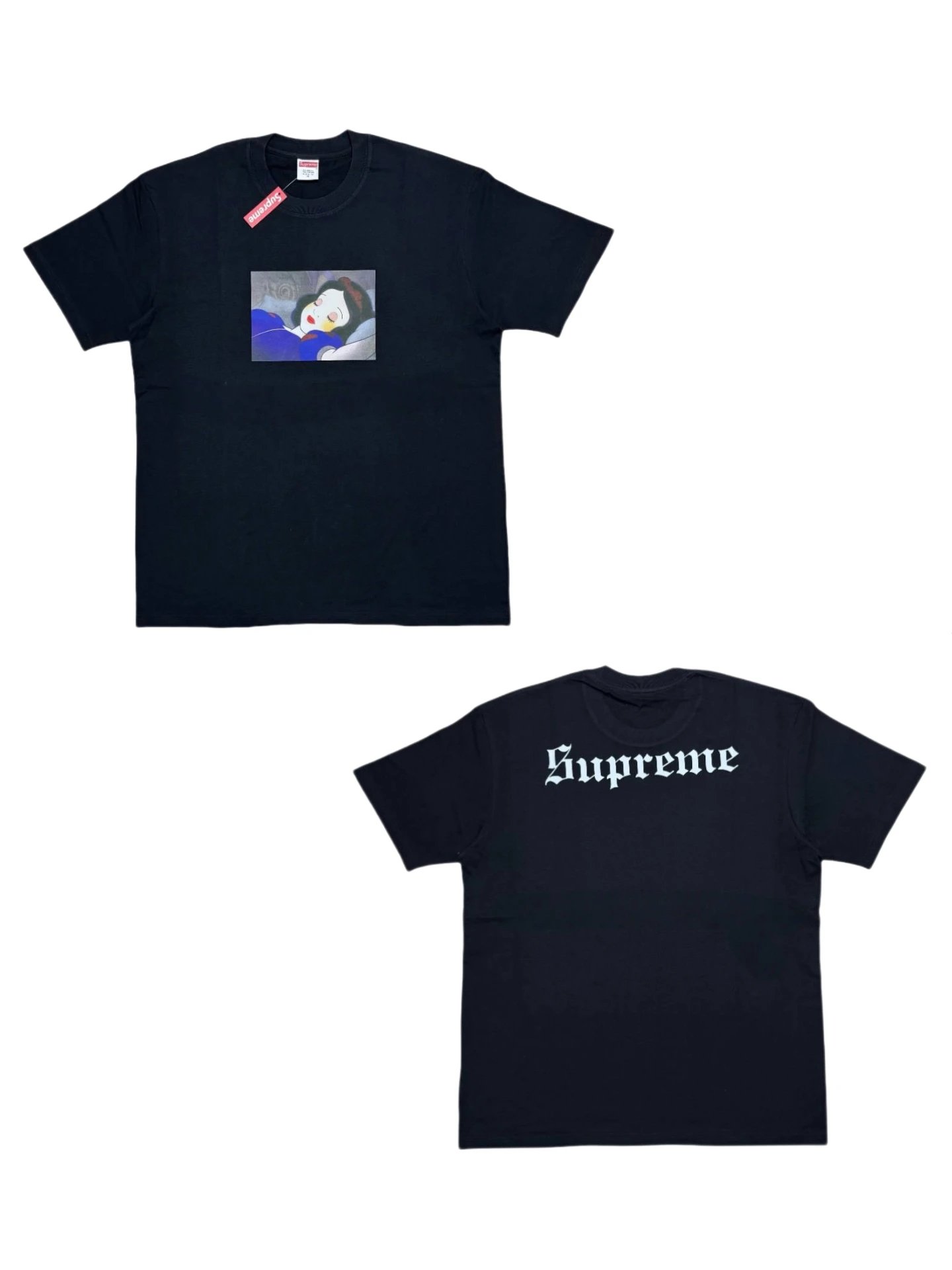 Supreme Snow White Men's Tee in Black & Dusty Purple, FW 24, READY STOCK