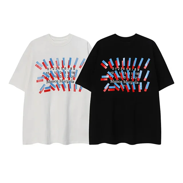 Maison Margiela Graphic Printed T-Shirt Black White T-Shirts
