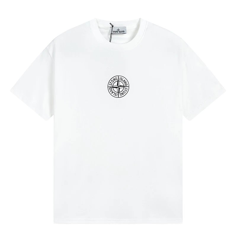 stone island logo white T-Shirt