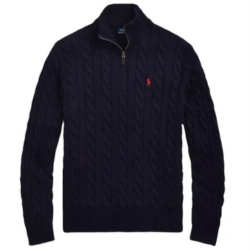 Ralph Lauren Cable Knit Half Zip Sweater Navy Mise