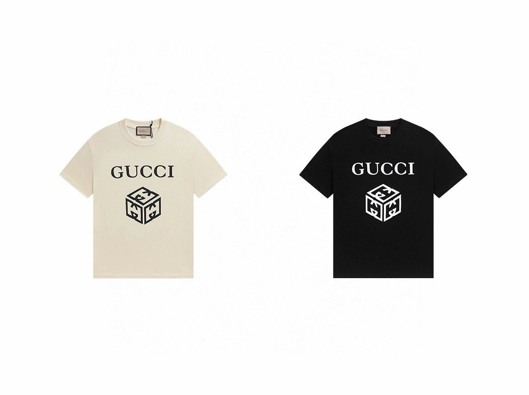 gucci cube graphic t-shirt beige/black t-shirts