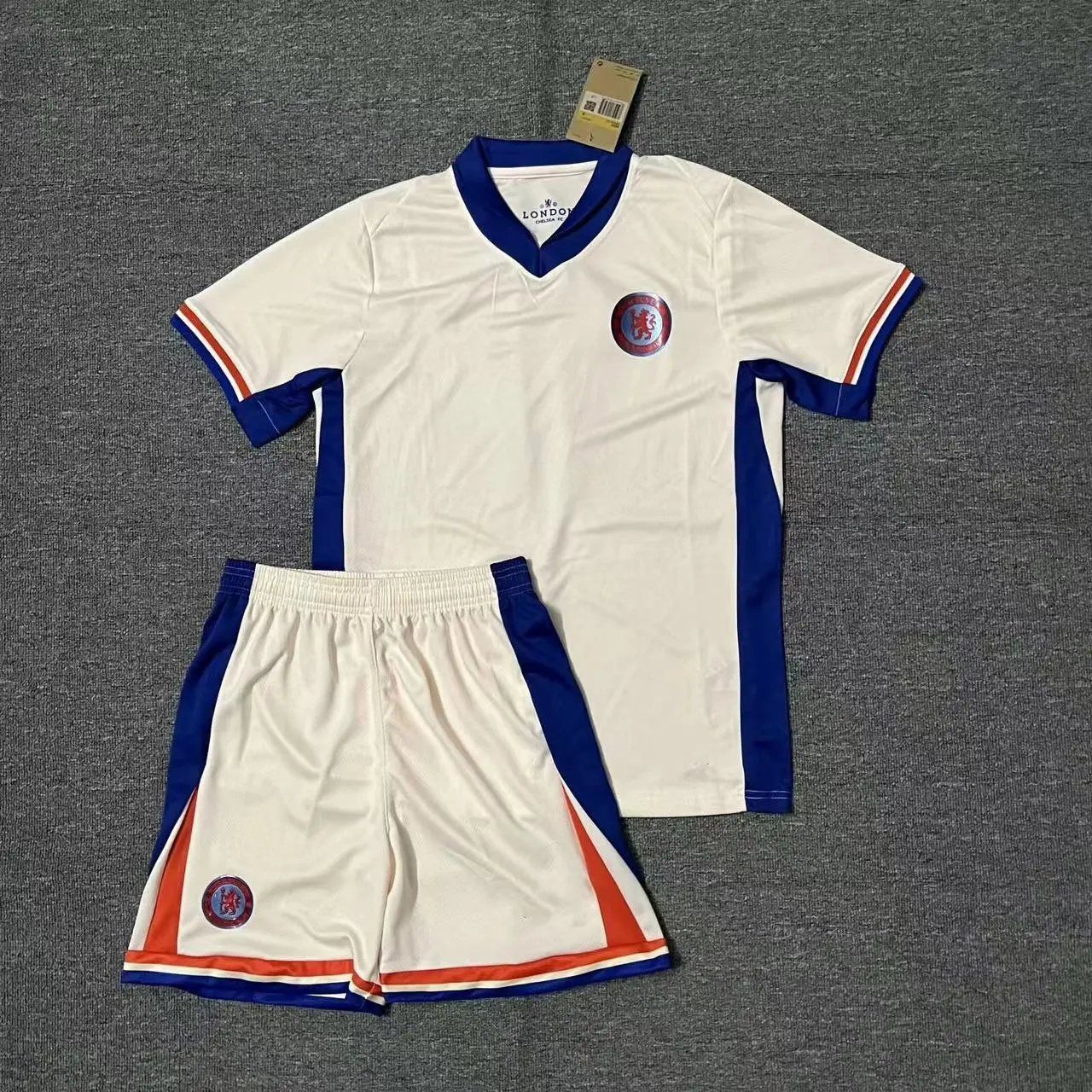 Football Jersey and Shorts Set White Blue Orange