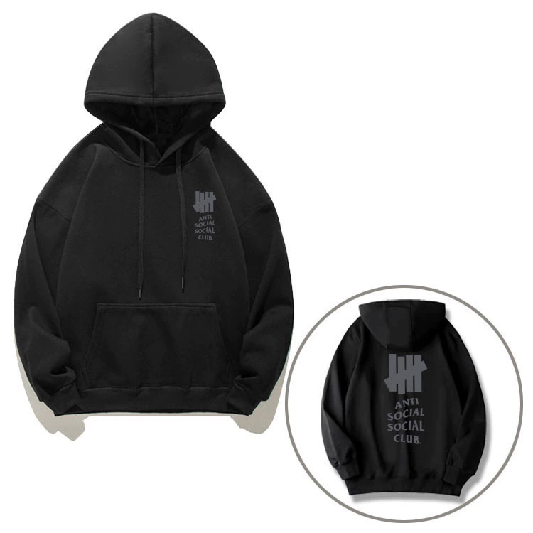 Minimalist Five-Line Printed Hooded Sweatshirt