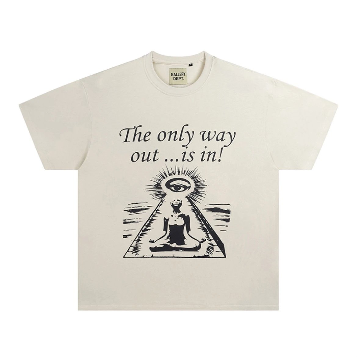 Only Way Out Tee in Archival White for Men with 'ANTI' pattern – SS23