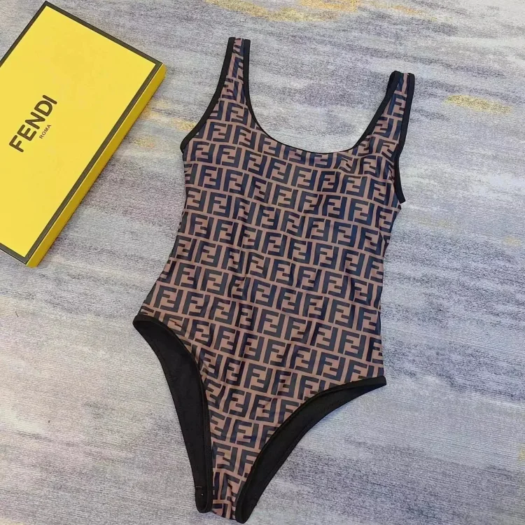 Fendi Swimsuit Brown Black Monogram Mise