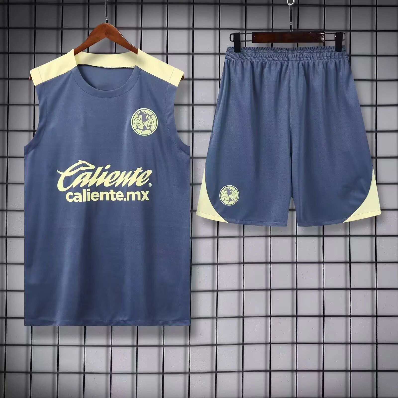 Club América Training Sleeveless Jersey and Shorts Set Blue/Yellow