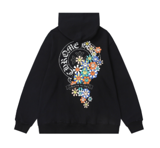 Chrome Hearts Hoodie 8935 – Minimalist Washed Cotton Sweatshirt with Cross Detail
