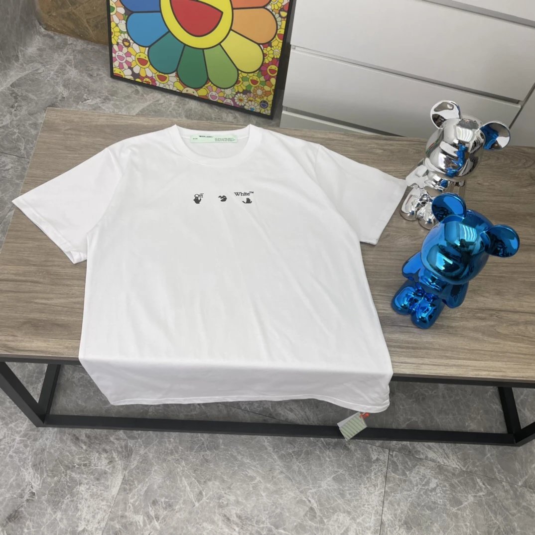 White S/S T-shirt with Bolt Arrows/Blue Marker print