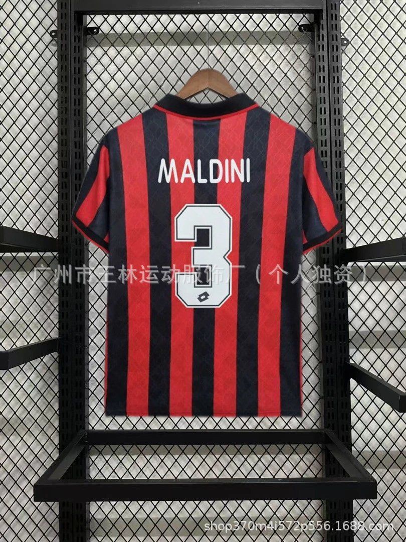 MALDINI AC Milan Football Jersey Red and Black