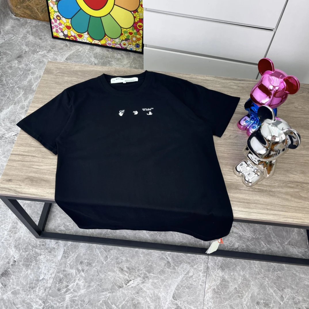 OFF-WHITE Men's Black T-shirt with various patterns from SS21