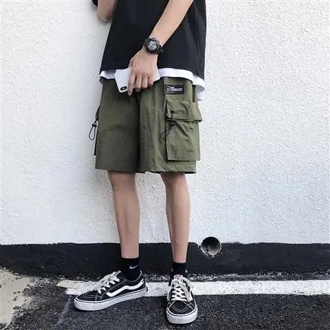Summer multi-pocket cargo shorts men's trendy brand loose
