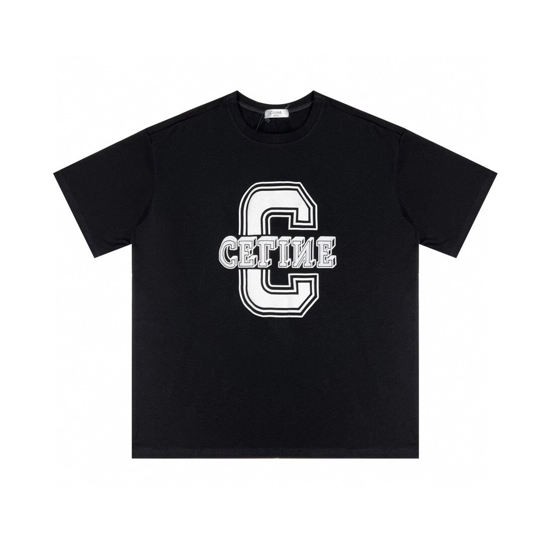 celine c logo t-shirt black t-shirts