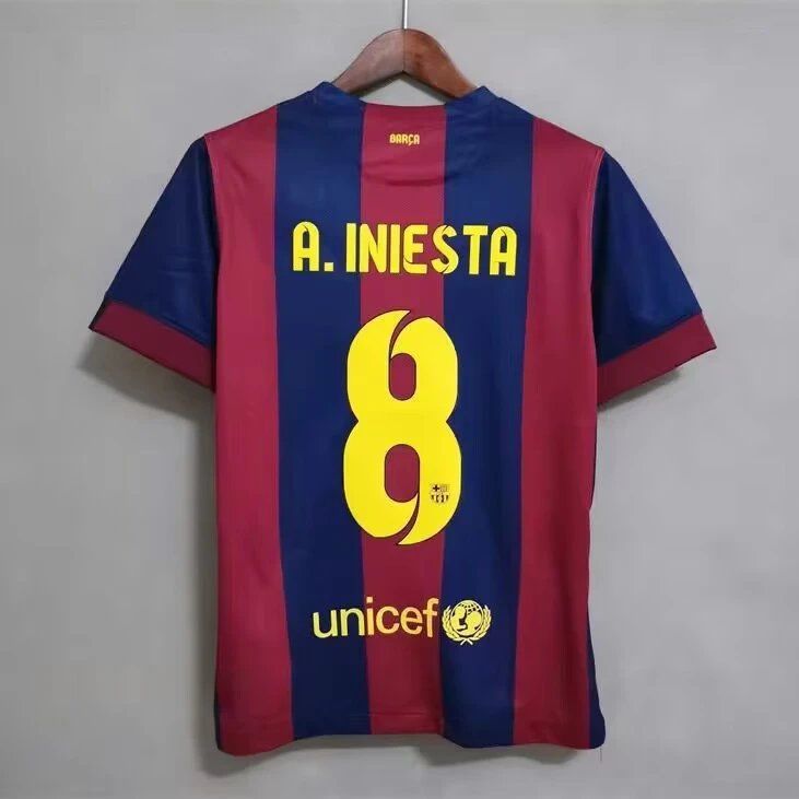 FC Barcelona A. Iniesta #8 Home Jersey Blue and Red