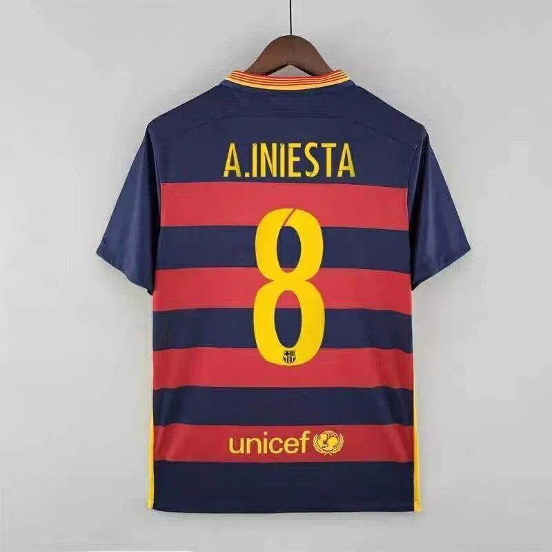 FC Barcelona Andrés Iniesta #8 Home Jersey 2015/16 – Navy/Red