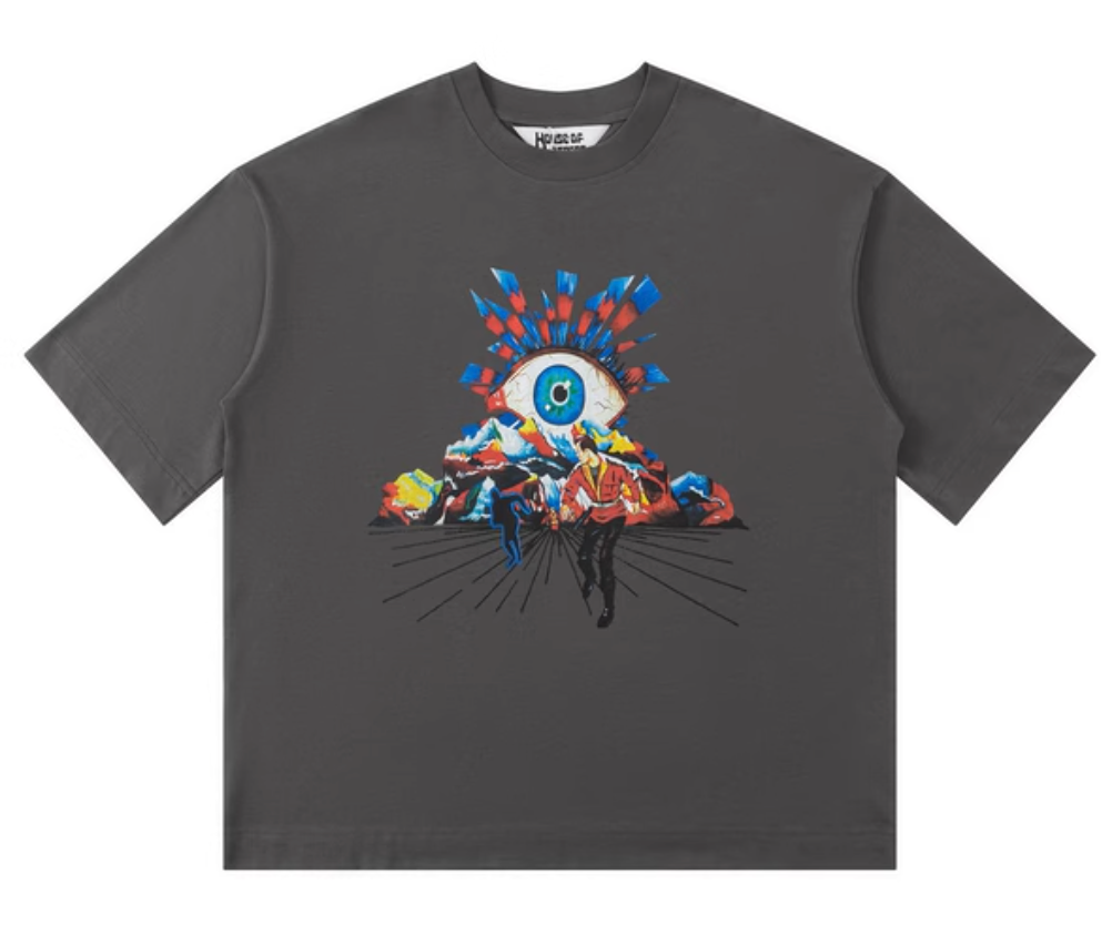 Men's puff print hoodie, loose fit, warm O-neck, long sleeve, winter top & oversized big eye foam print hoodie, puffer jacket