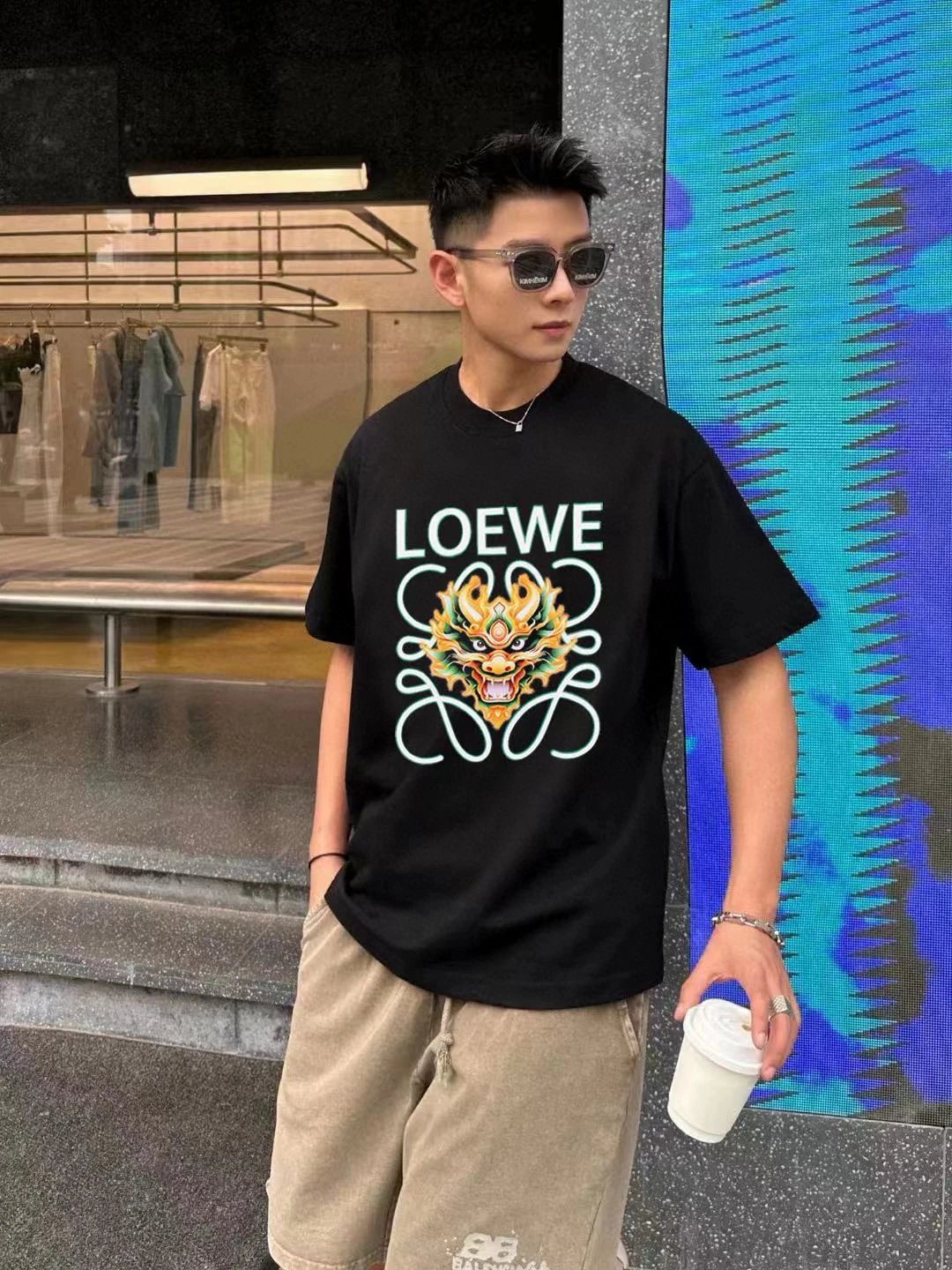 LOEWE Dragon Limited Edition Print Logo Cotton Short-Sleeve T-Shirt