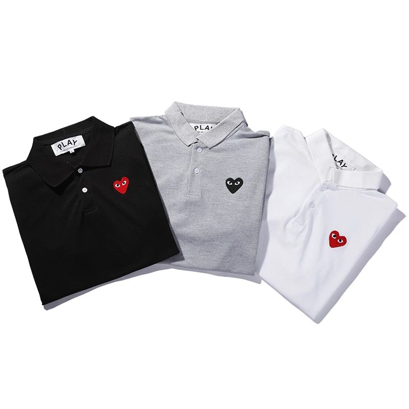 comme des garçons play embroidered heart polo shirt black t-shirts