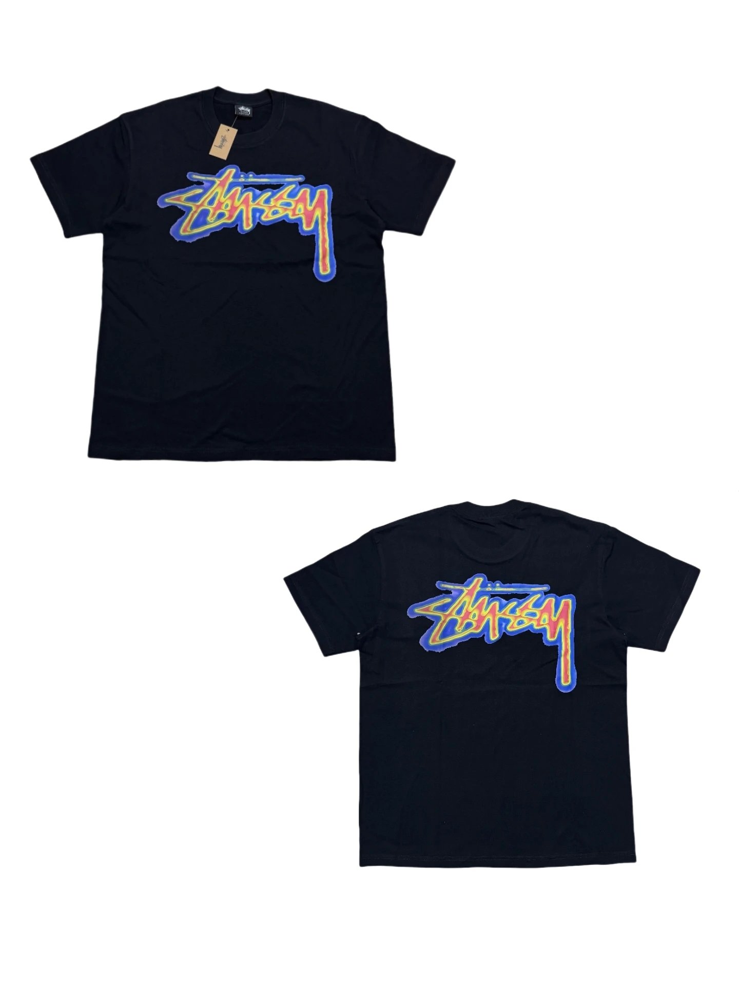 Stussy Black Short-Sleeve Thermal Stock Tee for Men SS24