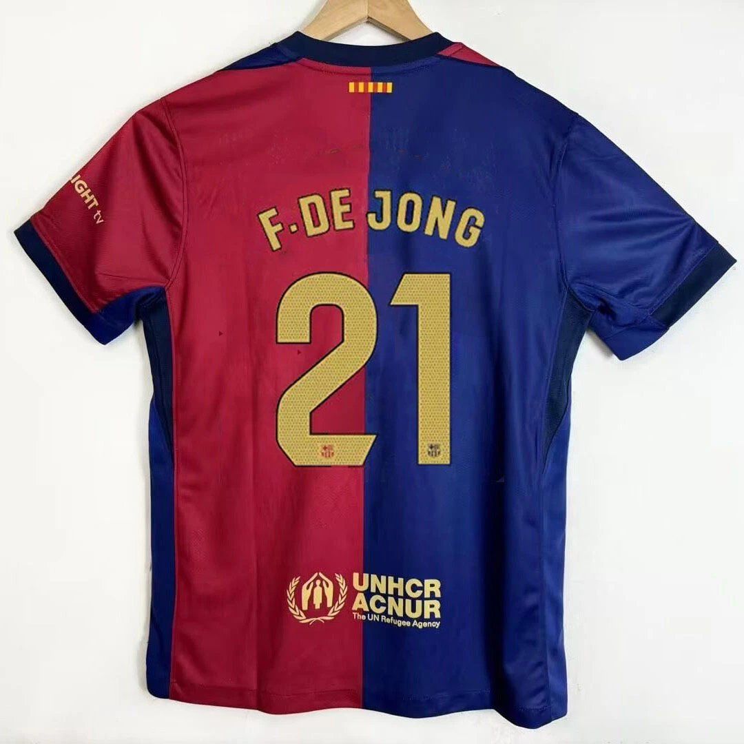 FC Barcelona Frenkie de Jong #21 Home Jersey Red and Blue