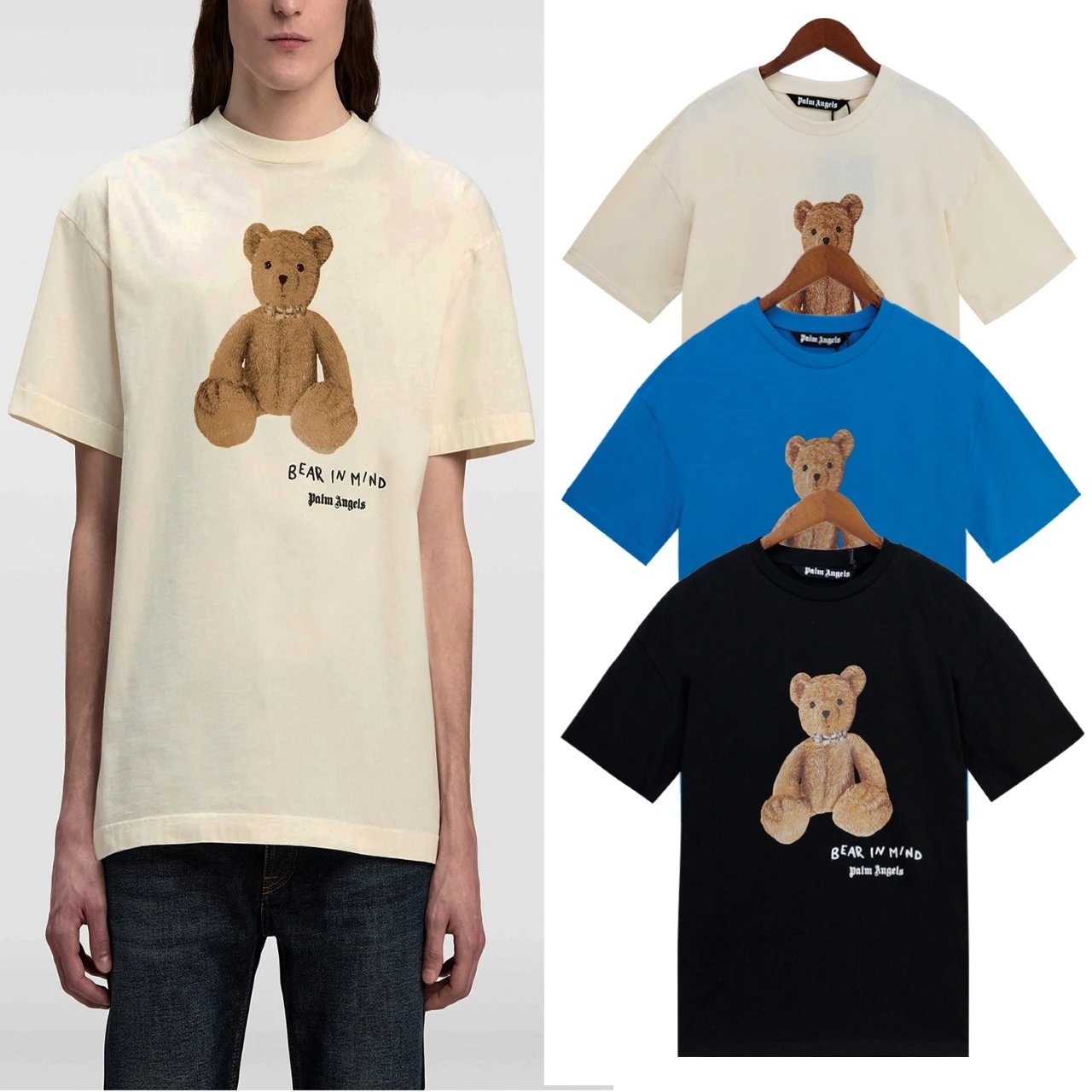 palm angels bear in mind t-shirt cream t-shirts
